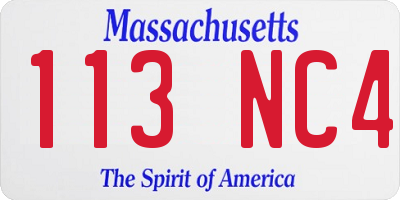 MA license plate 113NC4