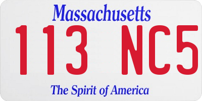 MA license plate 113NC5
