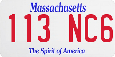 MA license plate 113NC6