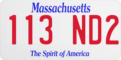 MA license plate 113ND2