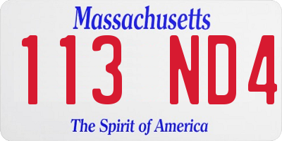 MA license plate 113ND4