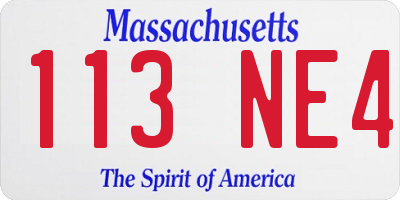 MA license plate 113NE4
