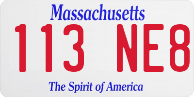 MA license plate 113NE8