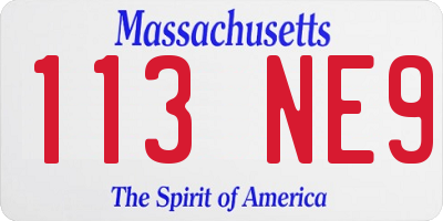 MA license plate 113NE9