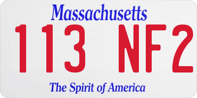 MA license plate 113NF2