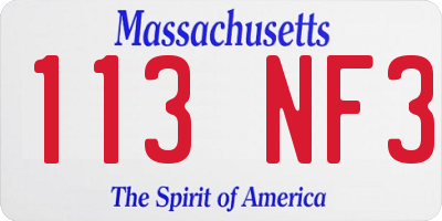 MA license plate 113NF3