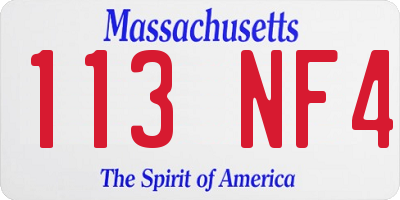 MA license plate 113NF4