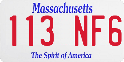 MA license plate 113NF6