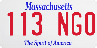 MA license plate 113NG0