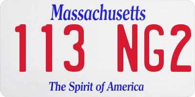 MA license plate 113NG2