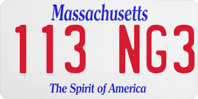 MA license plate 113NG3