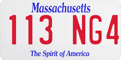 MA license plate 113NG4