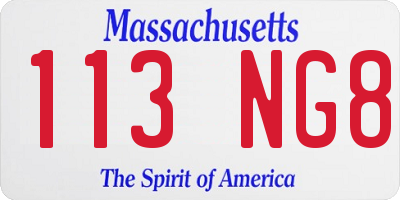MA license plate 113NG8