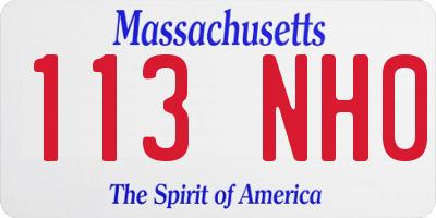MA license plate 113NH0