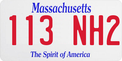 MA license plate 113NH2
