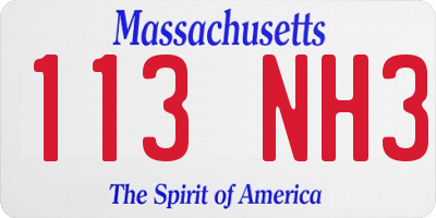 MA license plate 113NH3