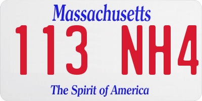 MA license plate 113NH4