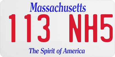MA license plate 113NH5