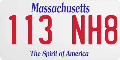 MA license plate 113NH8