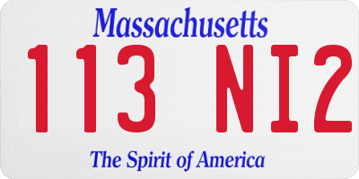 MA license plate 113NI2