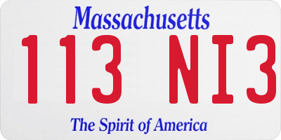 MA license plate 113NI3