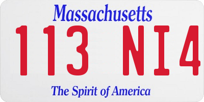 MA license plate 113NI4