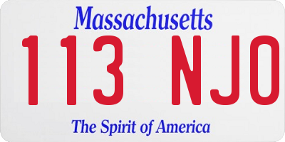 MA license plate 113NJ0