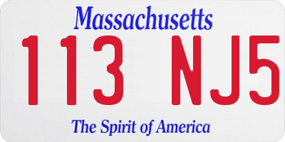 MA license plate 113NJ5