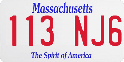 MA license plate 113NJ6