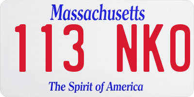MA license plate 113NK0