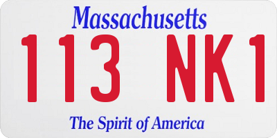 MA license plate 113NK1