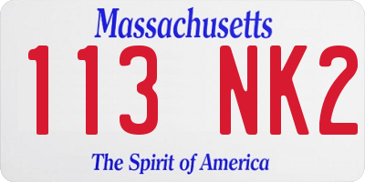 MA license plate 113NK2