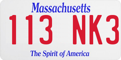 MA license plate 113NK3