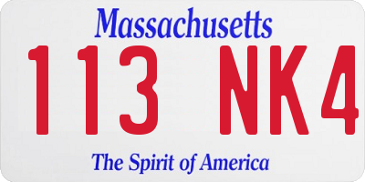 MA license plate 113NK4