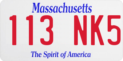 MA license plate 113NK5