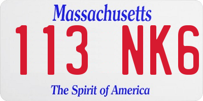 MA license plate 113NK6