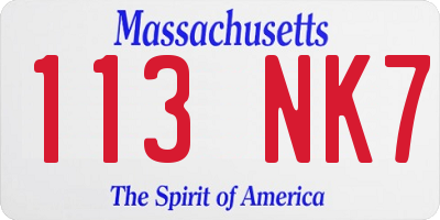 MA license plate 113NK7