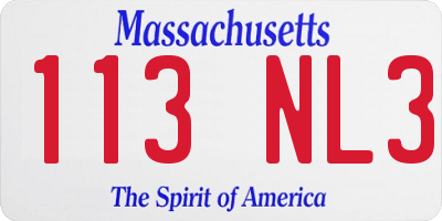 MA license plate 113NL3