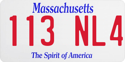 MA license plate 113NL4