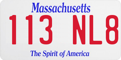 MA license plate 113NL8