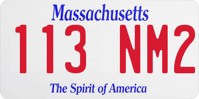 MA license plate 113NM2