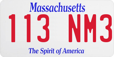 MA license plate 113NM3
