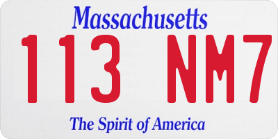 MA license plate 113NM7