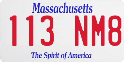 MA license plate 113NM8