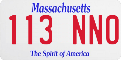 MA license plate 113NN0
