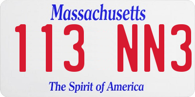 MA license plate 113NN3