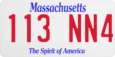 MA license plate 113NN4