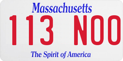 MA license plate 113NO0