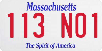 MA license plate 113NO1