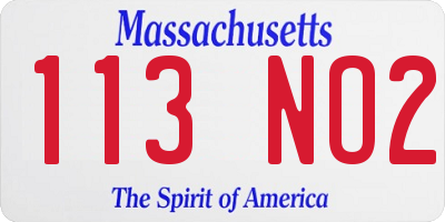 MA license plate 113NO2